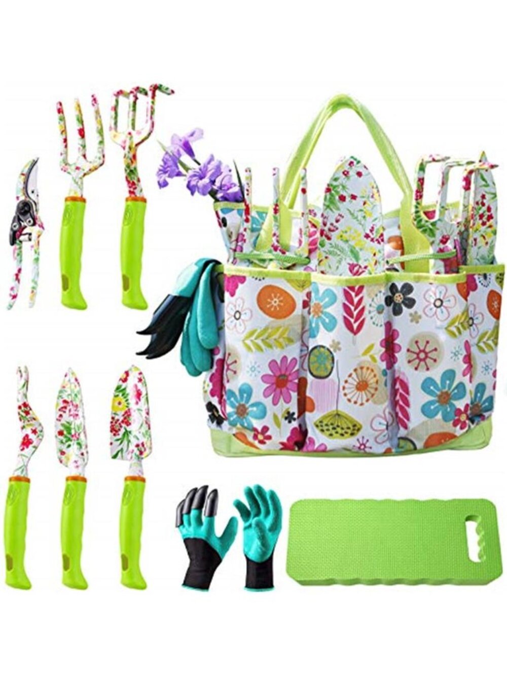 Garden Tool Set Gardening Kit Tote Bag Gloves Pruner Hand Tools Floral